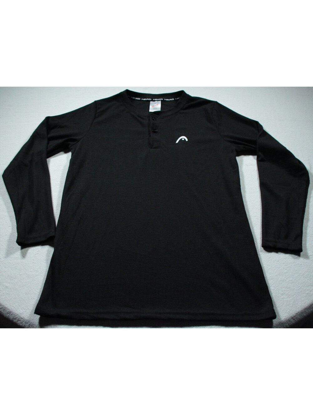 Head Long Sleeve Henley Thermal Shirt L Black